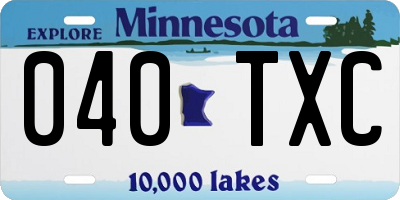 MN license plate 040TXC
