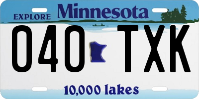 MN license plate 040TXK