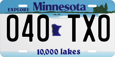 MN license plate 040TXO