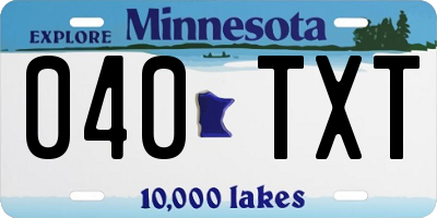 MN license plate 040TXT