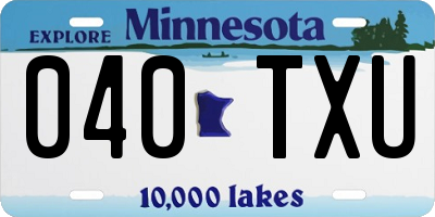 MN license plate 040TXU