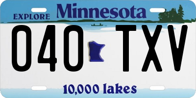 MN license plate 040TXV