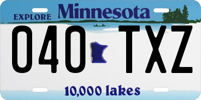 MN license plate 040TXZ