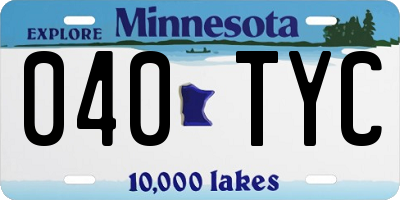 MN license plate 040TYC