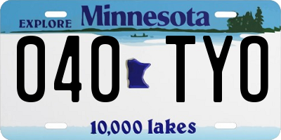 MN license plate 040TYO