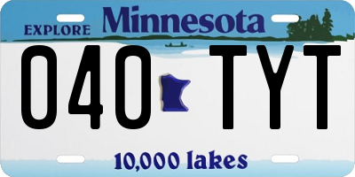 MN license plate 040TYT