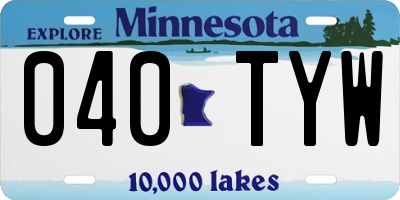 MN license plate 040TYW