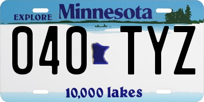 MN license plate 040TYZ