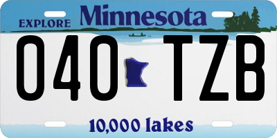 MN license plate 040TZB