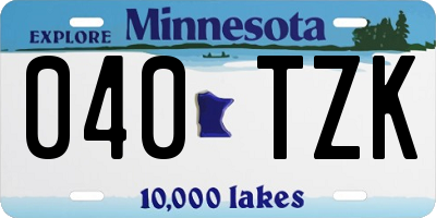 MN license plate 040TZK