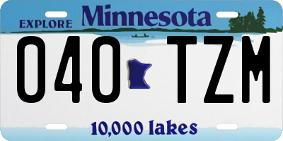 MN license plate 040TZM