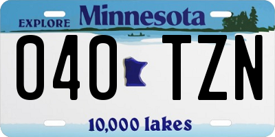 MN license plate 040TZN