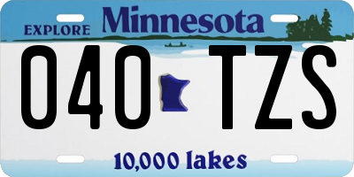 MN license plate 040TZS