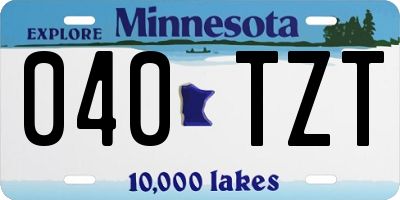 MN license plate 040TZT