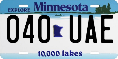MN license plate 040UAE