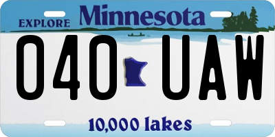 MN license plate 040UAW