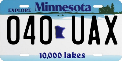 MN license plate 040UAX