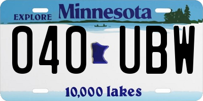 MN license plate 040UBW