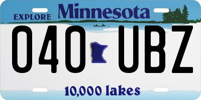 MN license plate 040UBZ