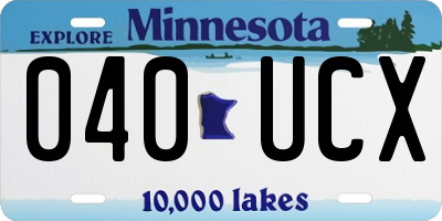 MN license plate 040UCX