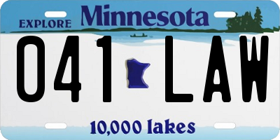MN license plate 041LAW