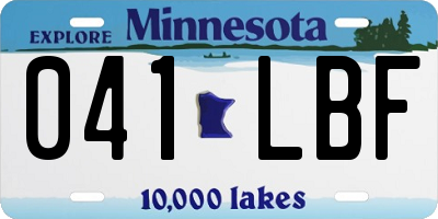 MN license plate 041LBF