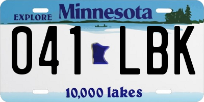 MN license plate 041LBK