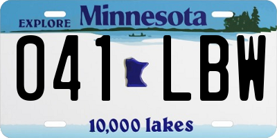 MN license plate 041LBW