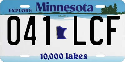 MN license plate 041LCF