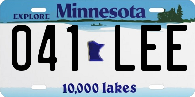 MN license plate 041LEE