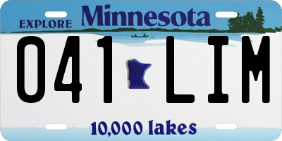 MN license plate 041LIM
