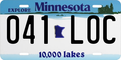 MN license plate 041LOC