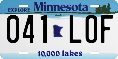 MN license plate 041LOF