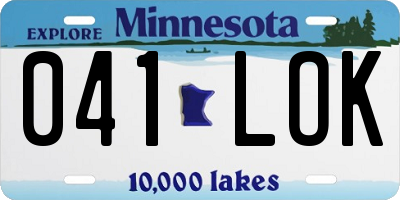 MN license plate 041LOK
