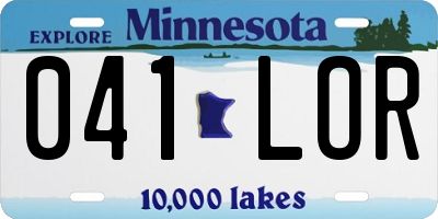 MN license plate 041LOR