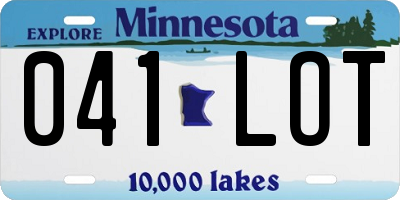 MN license plate 041LOT