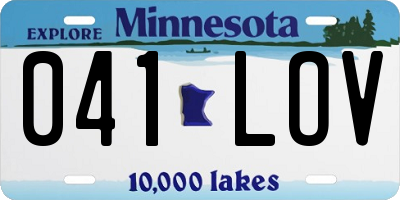 MN license plate 041LOV