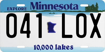 MN license plate 041LOX