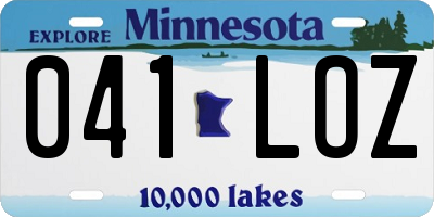 MN license plate 041LOZ