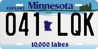 MN license plate 041LQK