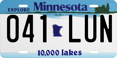 MN license plate 041LUN