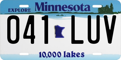 MN license plate 041LUV