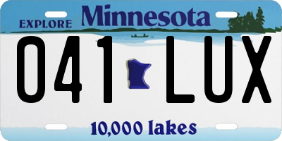 MN license plate 041LUX