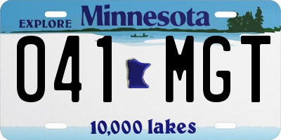 MN license plate 041MGT