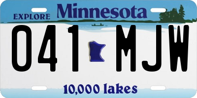 MN license plate 041MJW