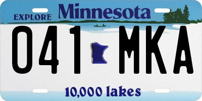 MN license plate 041MKA