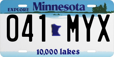 MN license plate 041MYX