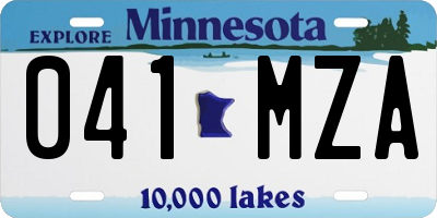 MN license plate 041MZA