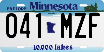 MN license plate 041MZF