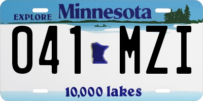 MN license plate 041MZI